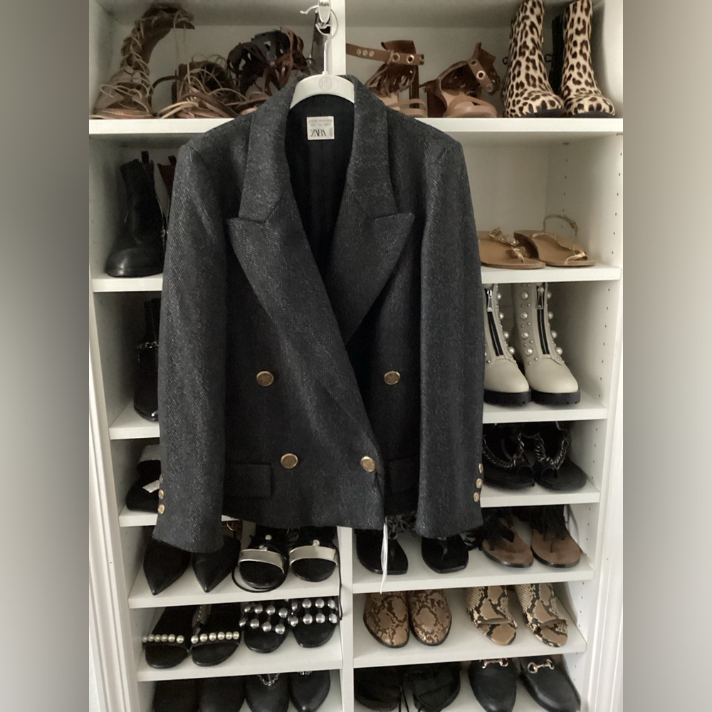 Dark grey viscose double breasted Zara jacket